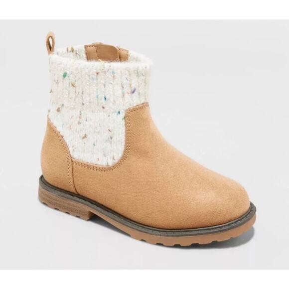 Toddler Girls' Emmaline Zipper Booties Cognac - Cat & Jack -SIZE 8 - Picture 1 of 5